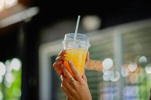 Cold pressed orange juice, a method of consumption to maintain a healthy body, the concept of eating vegetables and fruits photo