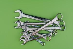 Wrench, a set of machinery maintenance technicians, important working tools in the engine room. photo