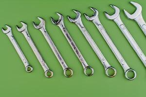 Wrench, a set of machinery maintenance technicians, important working tools in the engine room. photo