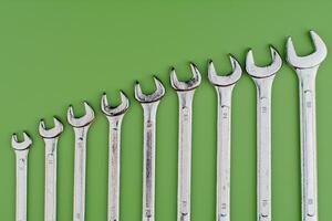 Wrench, a set of machinery maintenance technicians, important working tools in the engine room. photo