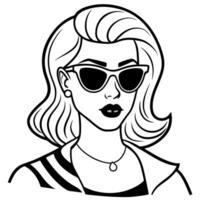 Cool Retro Mod Woman with Sunglasses with Space for Copy vector