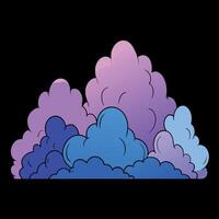 Colorful smoke or fog mists create a border in blue and purple hues against a black background. forming a captivating and atmospheric scene vector
