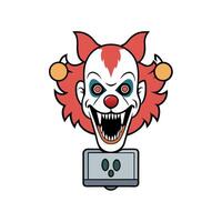 Created with technology. Evil clown head. Animals looking like horror demon. vector