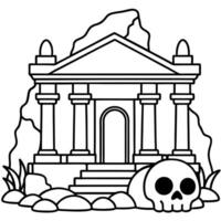 Creepy ruins of an ancient temple in the form of a skull vector