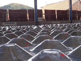 A large number of metal pots photo