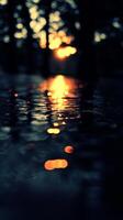 Sunset reflection on water photo