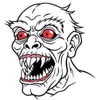 A zombie monster with red eyes and a mouth full of teeth vector