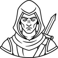 An assassin with sword mourning digital art vector