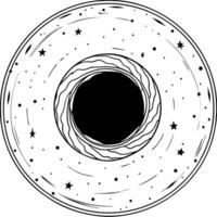 Blackhole on black empty space universe void panoramic wide angle view from vector