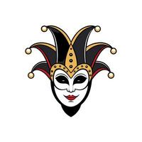 Black illustration of a venetian carnival mask isolated on a white background. vector