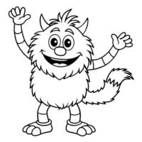 Colorful furry and cute monster dancing and waving 3D render character cartoon style Isolated on transparent background vector