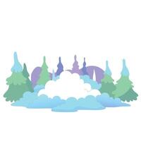 Amazing mystical fog forest landscape created with technology vector