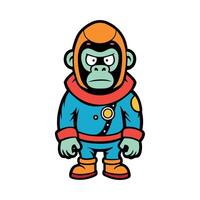 Colorful Graffiti Illustration of Ape in Space Suit Design vector