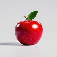 A red apple with a leaf on it photo