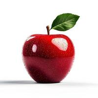 A red apple with a leaf on it photo