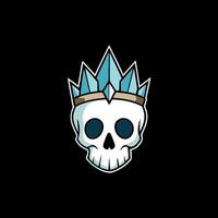 A shiny glamorous skull in a crown of rock crystal. Black background. vector