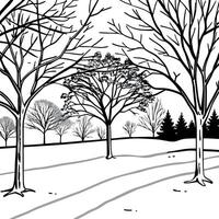 Background or backdrop for text. autumn winter landscape trees without leaves in the park snow in watercolor style vector