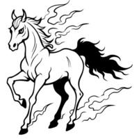 A ghostly horse moving through the mist. Spooky concept.Digital art vector