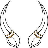 A pair of devil horns with gold rims are displayed together. vector