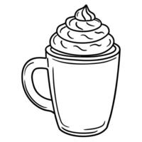 A close-up of a pumpkin spice latte with whipped cream vector