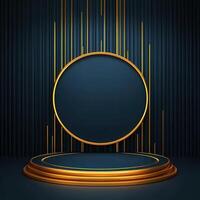 Gold podium with a round circle on it photo