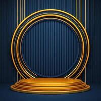 Gold podium with a round circle on it photo