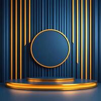 3d rendering of a stage with a round circle photo