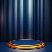 An empty podium with a blue background photo