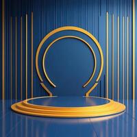 3d render of a podium with a blue background photo