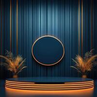 An empty stage with a round circle in the middle photo