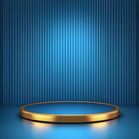 Gold podium podium with blue background photo