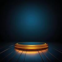 An empty podium with glowing lights on it photo