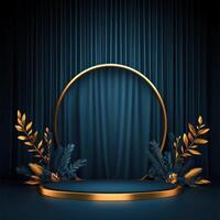 Golden stage with a round stage and a golden circle photo