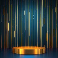 Gold podium with lights on a dark background photo
