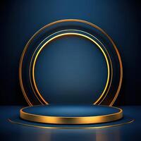 Gold podium with a circle on a dark background photo