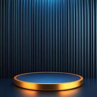 3d render of a podium with blue lights photo