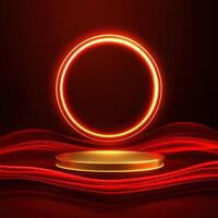 Red glowing circle on a black background photo