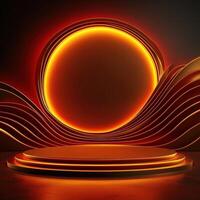 3d rendering of a stage with a circular light photo