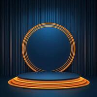 An empty stage with a round circle on it photo