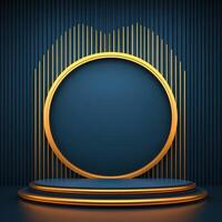 Gold podium with a round circle on it photo
