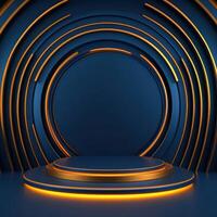 3d rendering of a stage with a circular podium photo