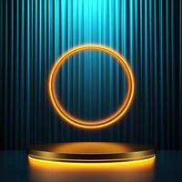 An empty podium with a glowing ring on it photo