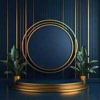 Golden stage with a round circle and plants photo