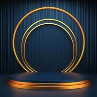 3d rendering of a podium with a golden circle photo