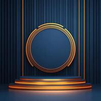 An empty stage with a round circle on it photo