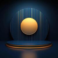 3d render of a podium with a golden circle photo