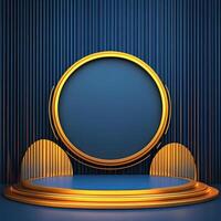 Golden podium with a round circle on it photo
