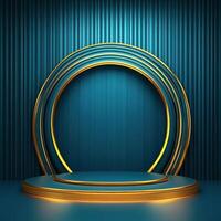 3d illustration of a podium with a golden circle photo