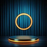 An empty stage with a glowing circle on it photo
