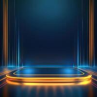 An abstract neon background with a stage photo
